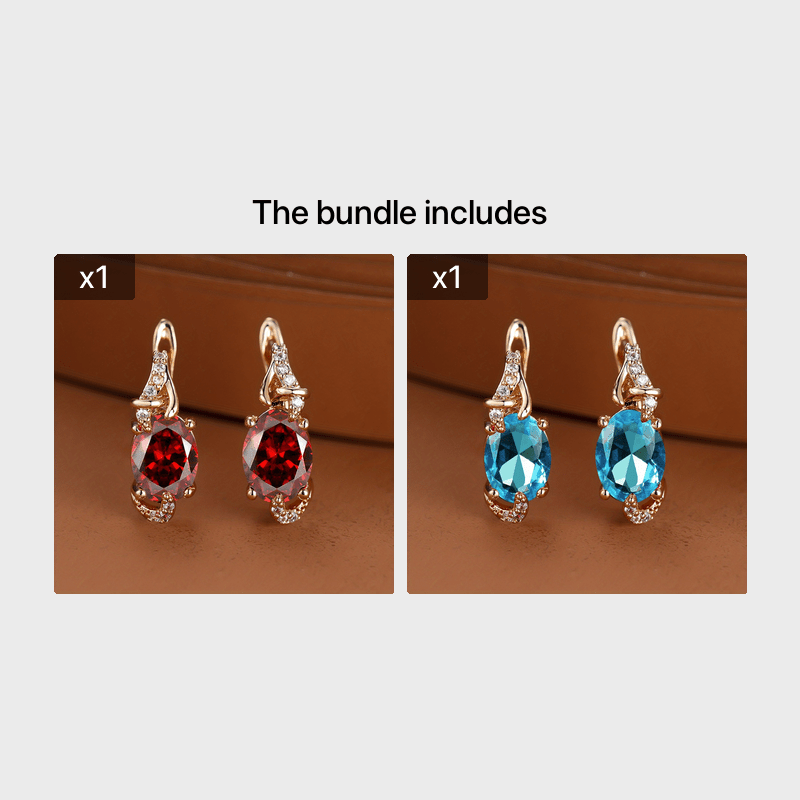 Elegante, 18 Karat vergoldete Ohrstecker mit blauem Stein – Rund- und Ovalschliff, synthetische Zirkonia, Ohrstecker aus Kupfer – Schmuck für jede Jahreszeit | Trendiges Design | Langlebige Vergoldung