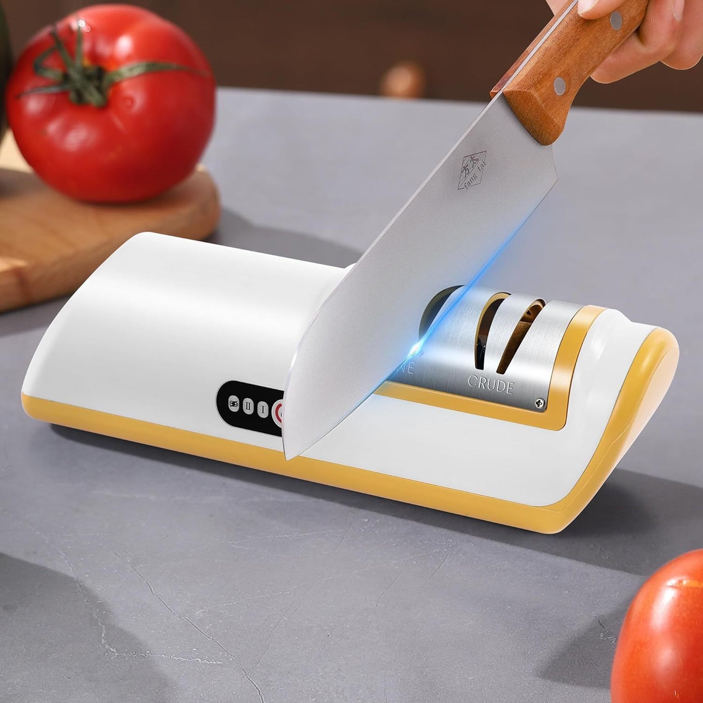 Knife Sharpener Professional 2-Stage Electric Knife Sharpener, Knife Sharpener for Kitchen Knives with Quick Sharpening and Polishing Function, Easy to use for all kinds of kitchen knives