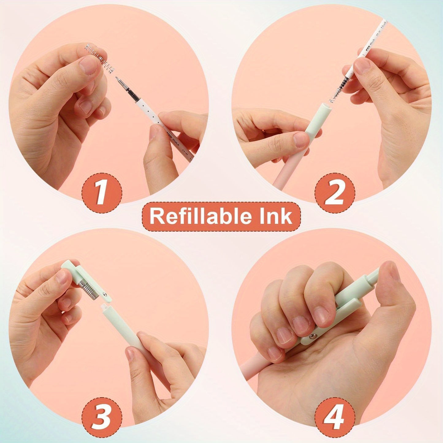 5-Pack Gel Ink Ballpoint Pens: Medium Point (0.5mm), Soft Silicone Barrel, Durable Clip, Retractable Design, Quick-Drying, Sleek Aesthetic Writing Instruments for Office & School Supplies, Journaling, Gifts for Teens & Adults