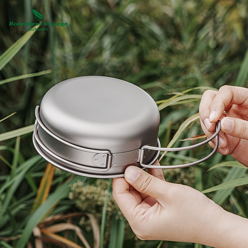 5pcs/set, Titanium Bowl And Pot Set, Foldable Camping Frying Pan, Portable Cookware Set For Outdoor Camping Picnic Cooking