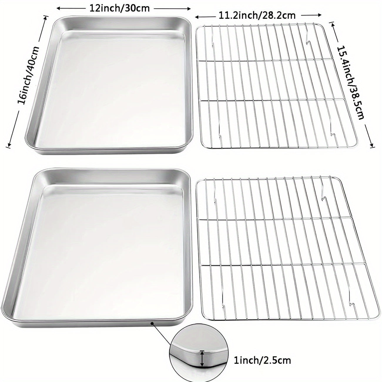 1pc Baking Sheet And Rack, Stainless Steel Cookie Sheet, Baking Pan Tray with Cooling Rack, Toxic & Healthy, Free & Dishwasher Safe, for Outdoor Picnic Party BBQ Accessories Kitchen Accessories