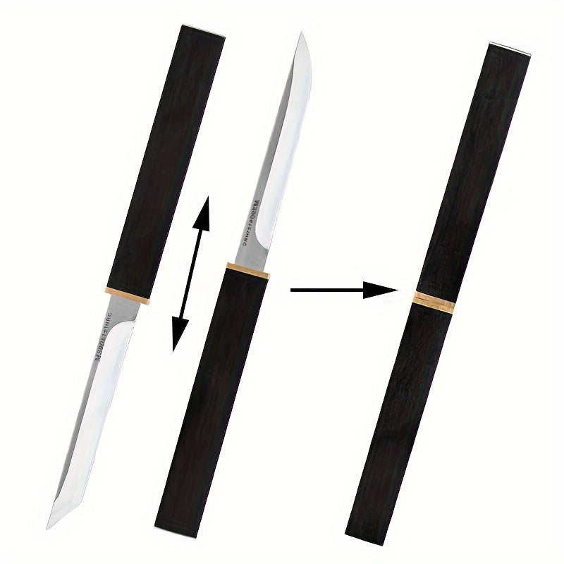 2pcs/set Premium Double Blade Stainless Steel Kitchen Knives - Sharp Cutting Edge, Ergonomic Black Wood Handle, Easy Meat Cleaving, Durable and Rust-Resistant, Perfect for Home and Professional Chefs
