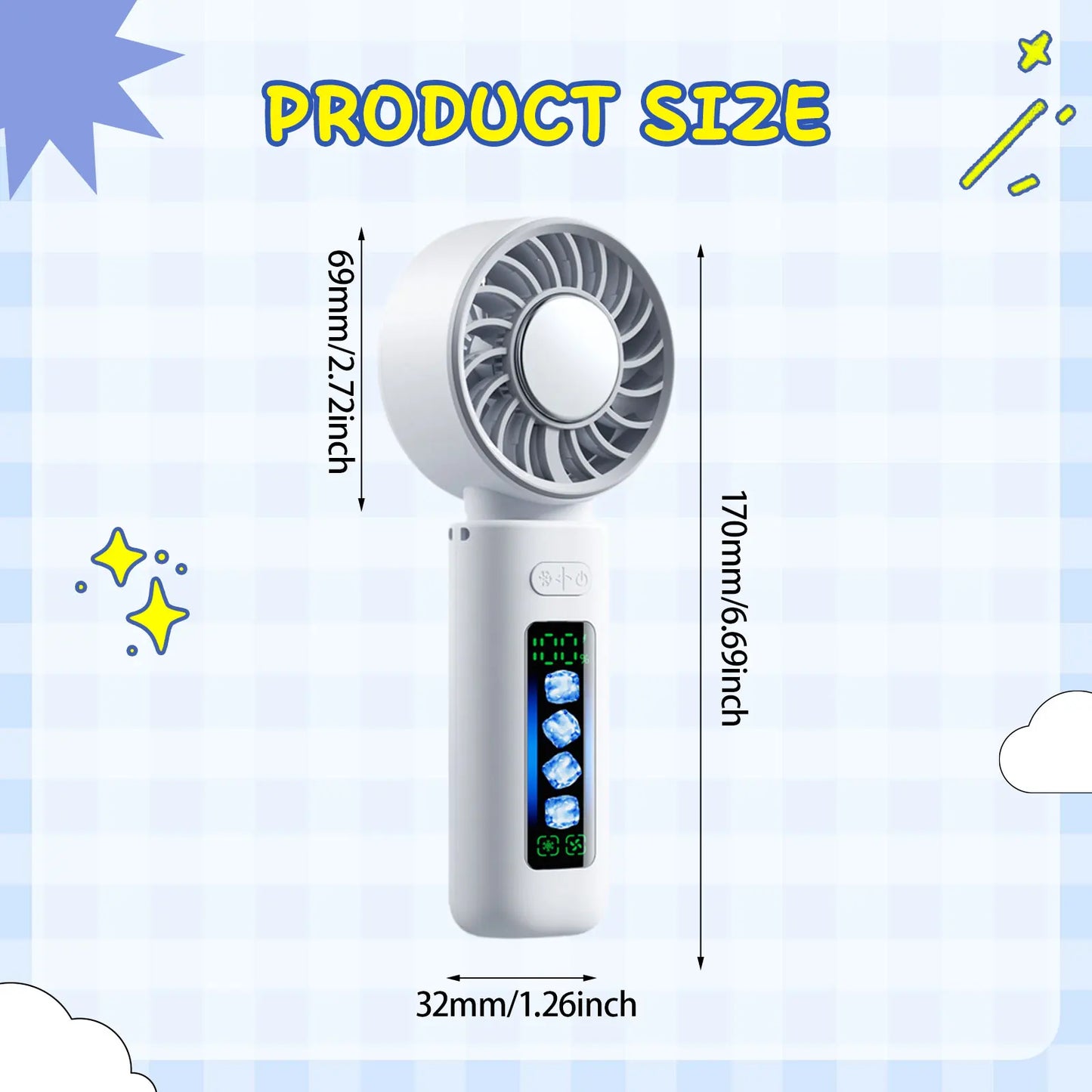 Portable Handheld Fan Personal Desk Fan Adjustable 100 Speeds for Hiking Camping Beach Compact Size for On-the-Go Cooling