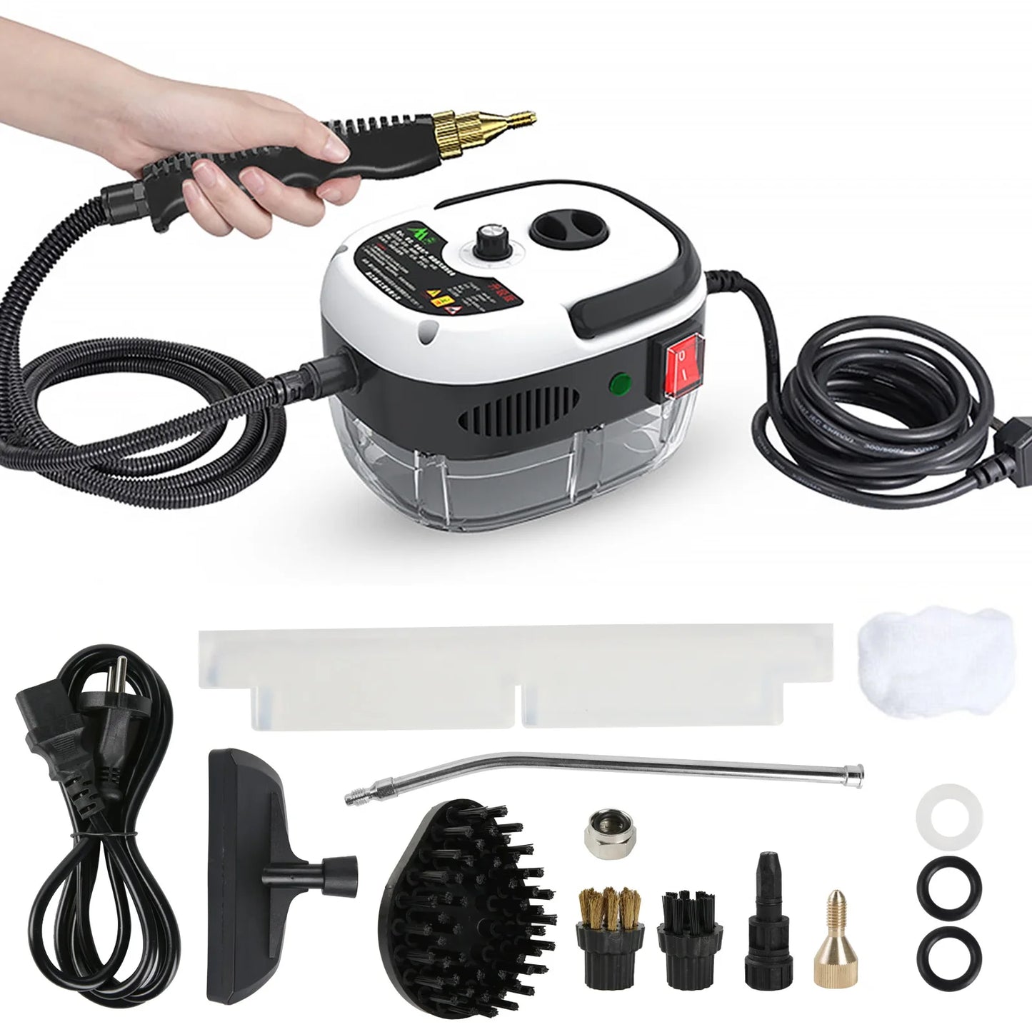 2500W Steam Cleaner High Pressure&Temperature 105°C 3BAR Fast Heating 6-Speed 900ml Tank for Home/Car/Kitchen/Bathroom Cleaning