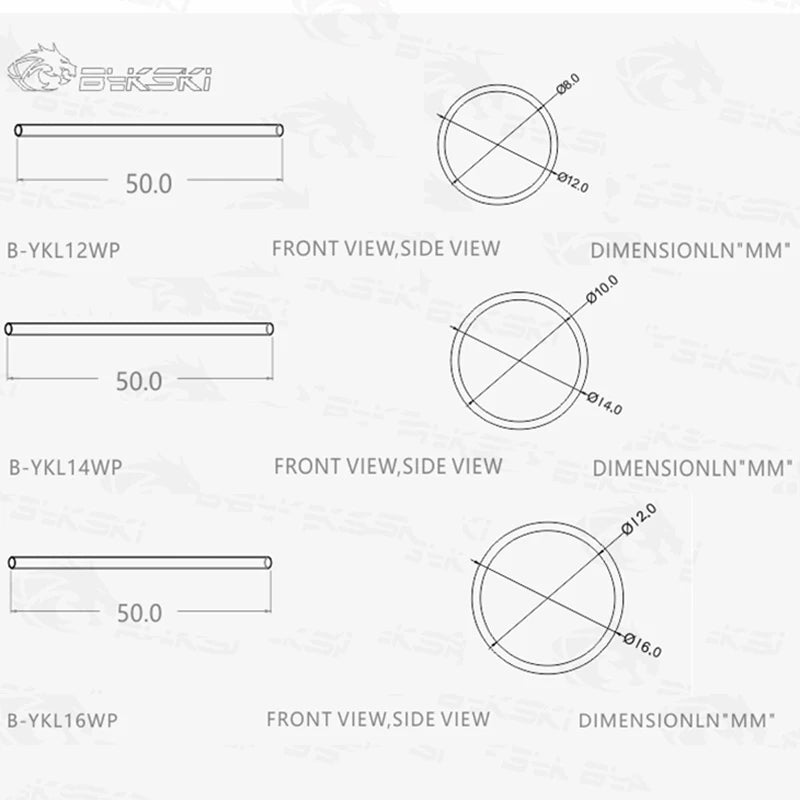 2pcs/Lots BYKSKI PMMA / PETG Hard Tube ( OD12mm / OD14mm / OD16mm ) + 2mm Thickness + 50cm Length Transparent Rigid Pipe
