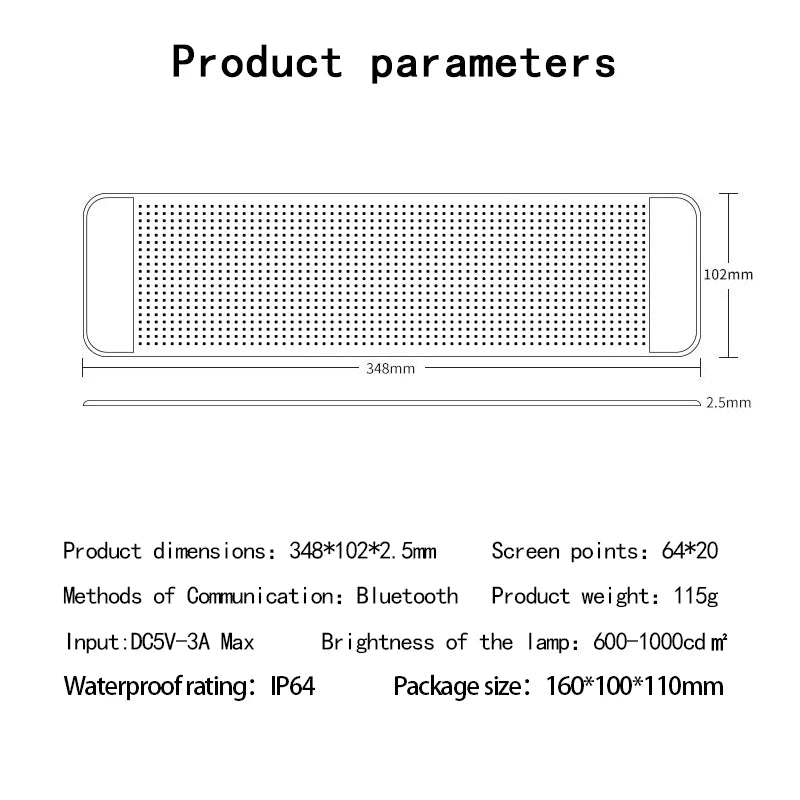 Panneau d'affichage LED programmable avec écran arrière et matrice numérique d'avertissement pour voitures, affichage de messages défilants