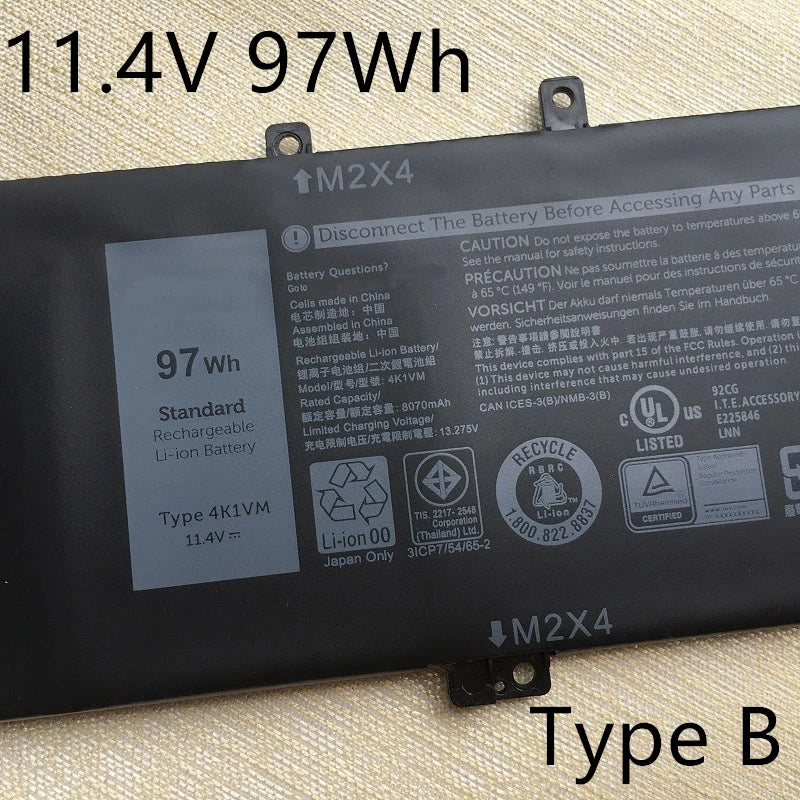 New 4K1VM V0GMT 0W62W6 XYCW0 Laptop Battery For Dell G7 17 7700 P46E001 P46E 0NCC3D