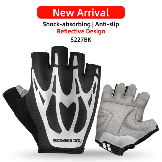 ROCKBROS Cycling Gloves Breathable Shockproof Bike Gloves Summer Half Finger Gloves MTB Mountain Bicycle Gloves Sports Gloves