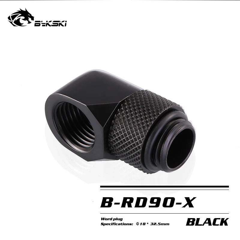 BYKSKI G1/4'' 90 Degree Rotary Compression Fitting / Brass Accessories of Water Cooling Adaptors Copper Metal Connector B-RD90-X
