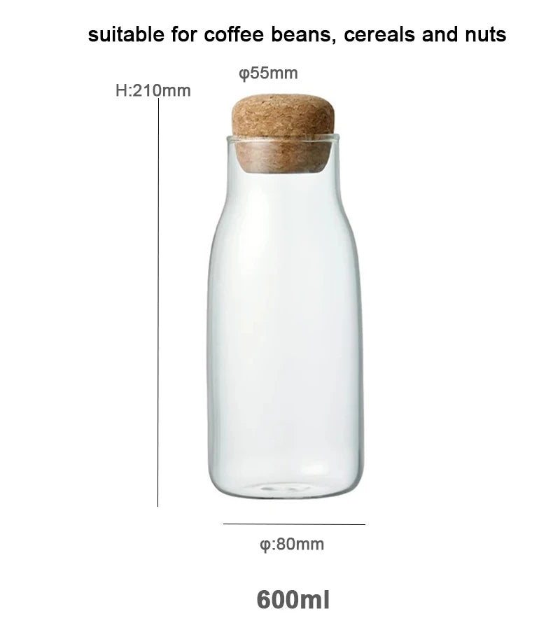 Glass seal jar transparent coffee storage jar cork household glass tea Kitchen jar Glass sealed tank glass food storage jars