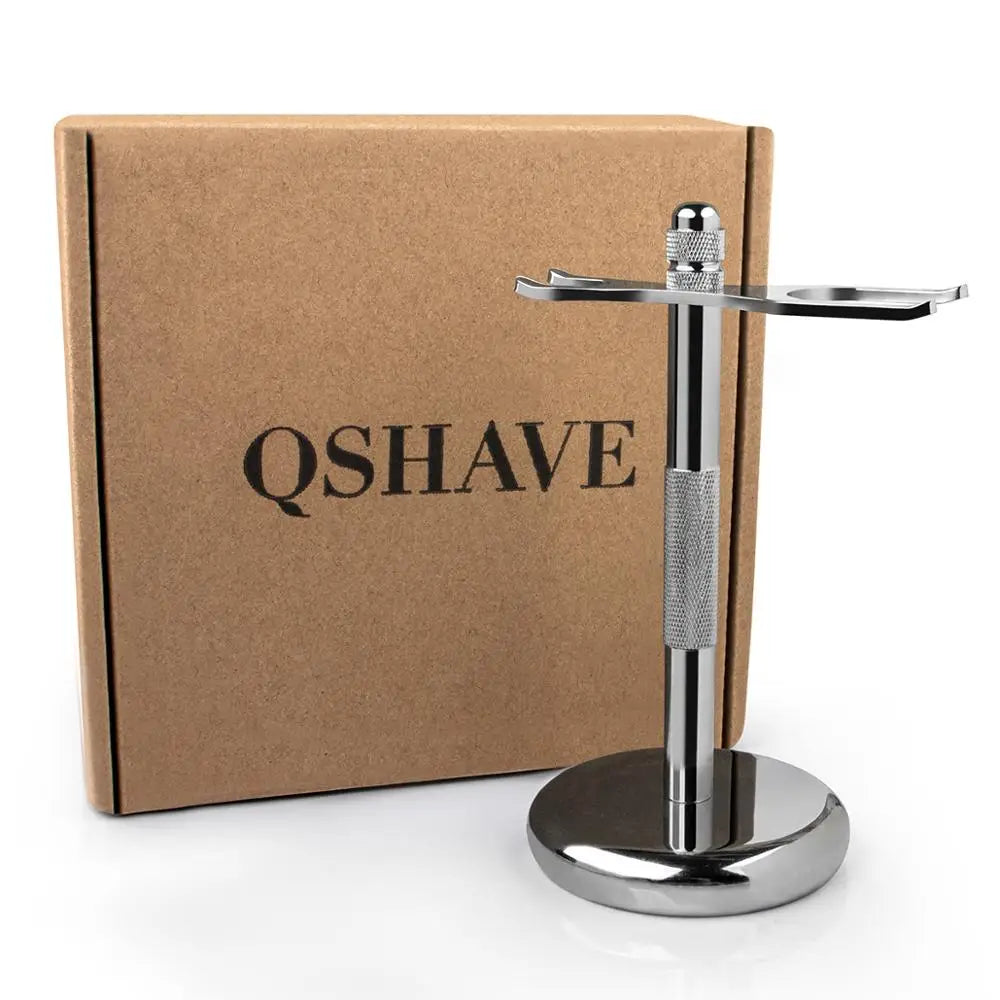 Qshave Classic Safety Razor With 100% Pure Badger Hair Shaving Brush With Stand Holder for Double Edge Razor
