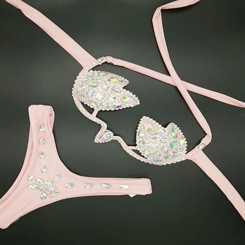 2020 venus vacation diamond bling stones bikini set swimsuit sexy women swimwear summer mature women bathing suit