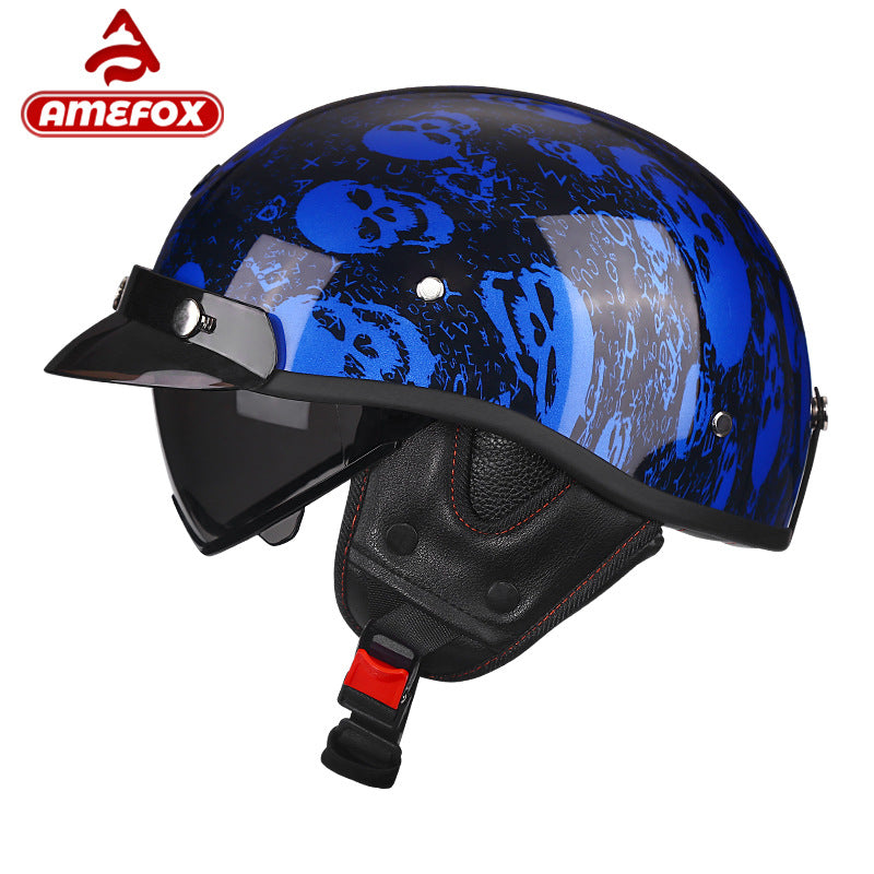 Manufacturer Wholesale 3C Certified Class a Motorcycle Retro Helmet Electric Vehicle Half Helmet Removable Ear Protection Water Transfer Printing
