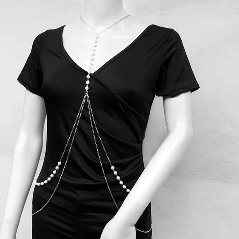 Jewelry: Sexy Babes, Imitation Pearl Body Chains, Sexy Bikini Beach Waist Chains