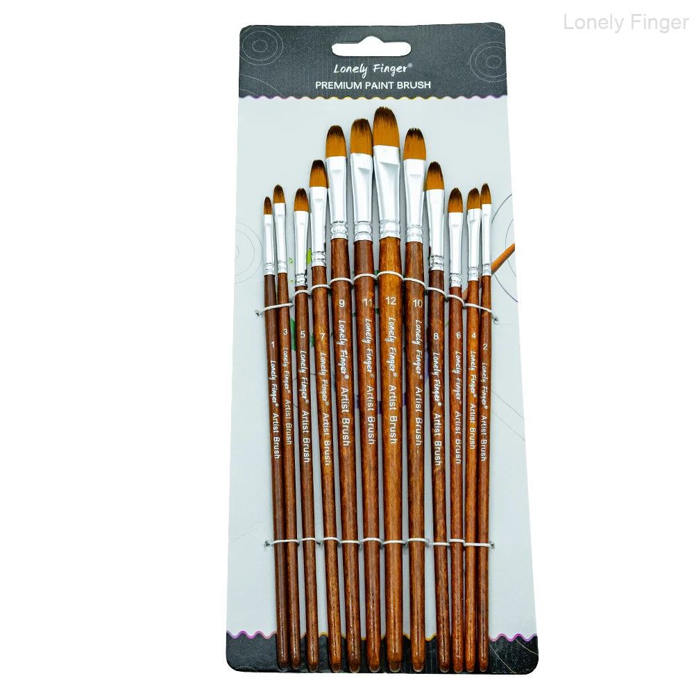 12/48pcs Acrylic Paint Brushes, Professional Synthetic Bristles Paint Brush Set Flat, Filbert, Round, Angle Paint Brushes
