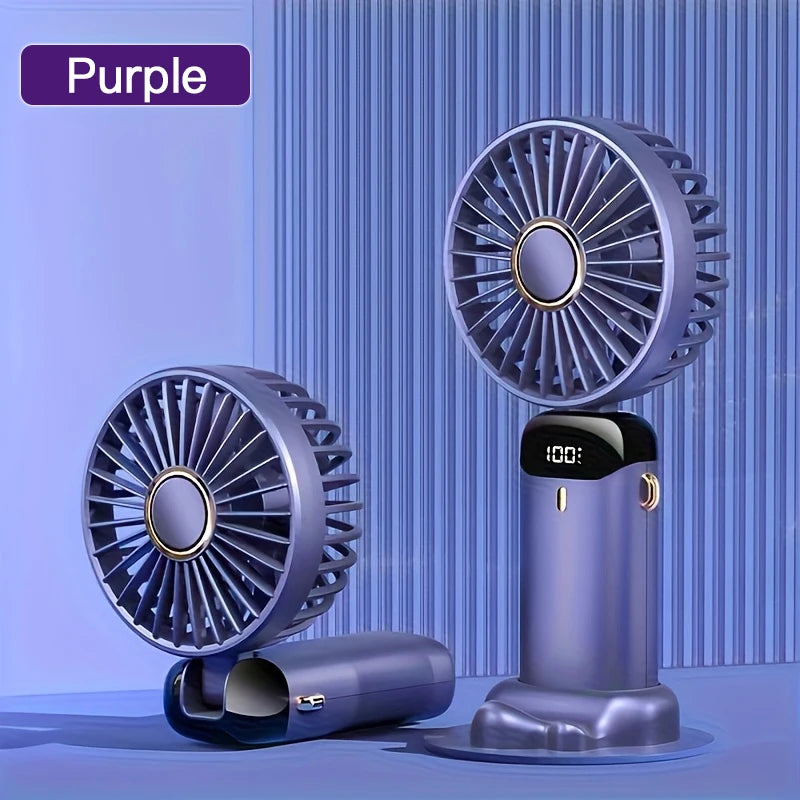 Portable Mini Fan With 5 Speeds LED USB Rechargeable Charging Small Foldable Battery Fans Handheld Desk Bedroom Indoor Outdoor