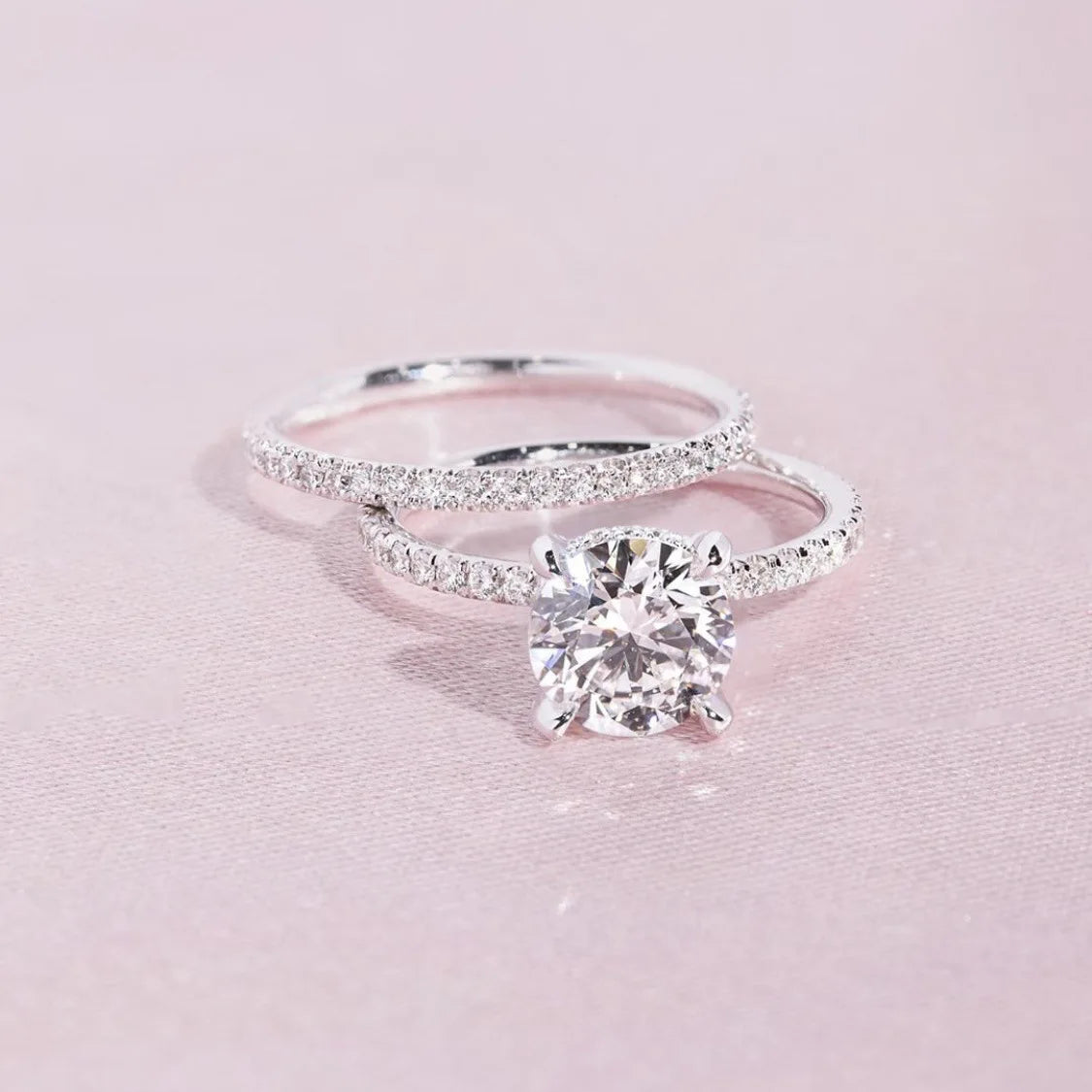 Hot Selling Silver Plated Rings Set For Women Geometric Punk Cubic Zirconia Jewelry Wedding Engagement Ring Size 5-11