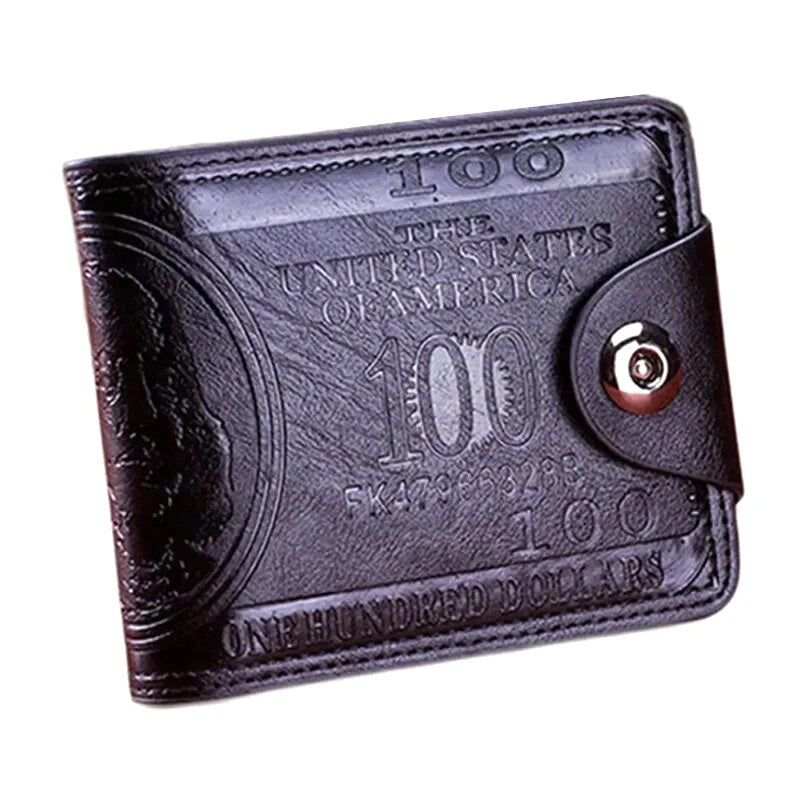 Men's Wallets With 100 US Dollar Pattern Wallet Male Leather Walet Photo Card Holder Fashion Large Capacity Wallet Purse