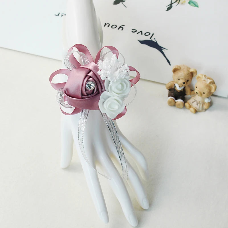 Lovegrace Wrist Corsages Bracelet Rose Artificial Flowers on the Wrist Bridesmaids Bracelet Marriage Bridal Hand Flower Wedding