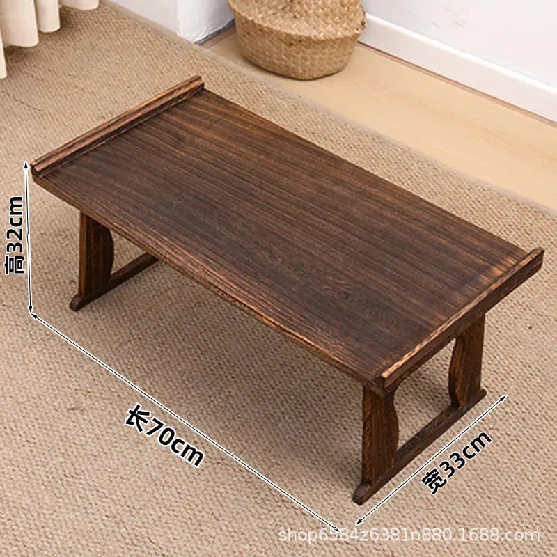 Wooden Japanese Table Small Coffee Table Bay Window Meditation Altar Low Sitting On the Floor Bed Table Tray Foldable Legs