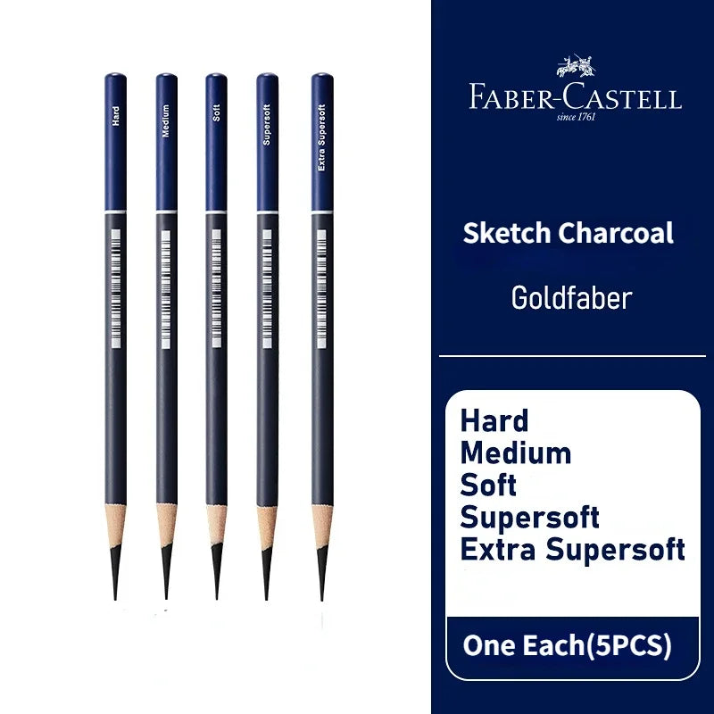 5 / 6 PCS Faber Castell Goldfaber Charcoal Graphite Sketch Set EX-Soft Medium Hard soft Pencils Drawing Sketching Shading Artist
