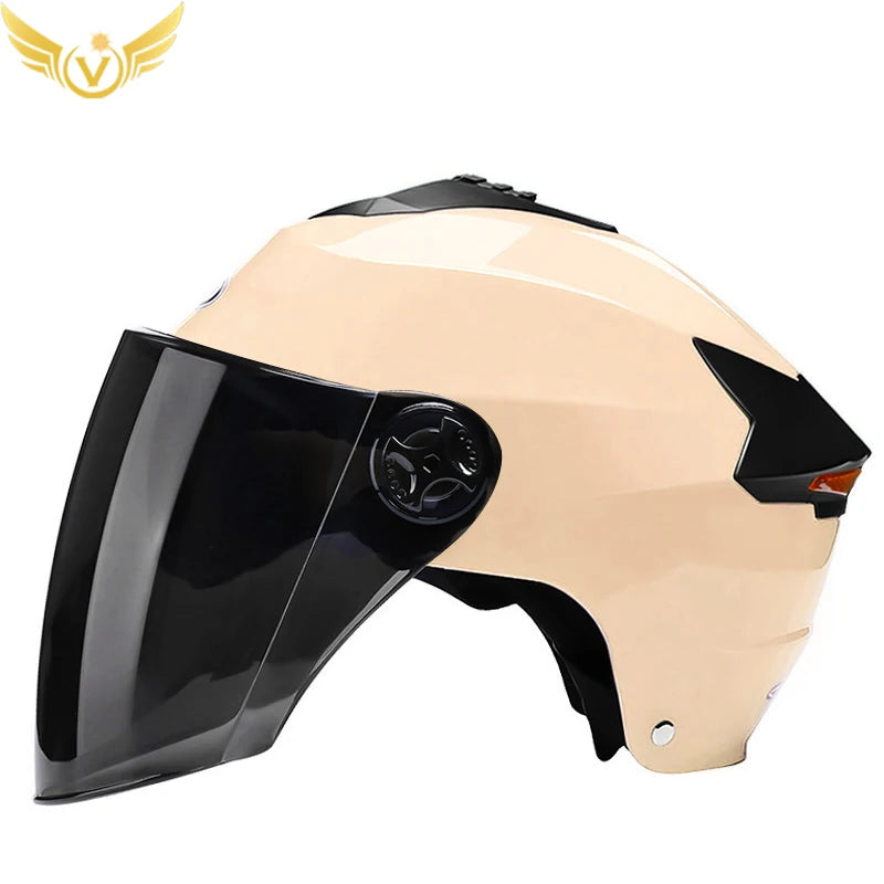 Motorcycle Helmets With Led Lights Moped Helmet Electric Scooter for Men Women With Double Visor Rechargeable Bicycle Light Bike