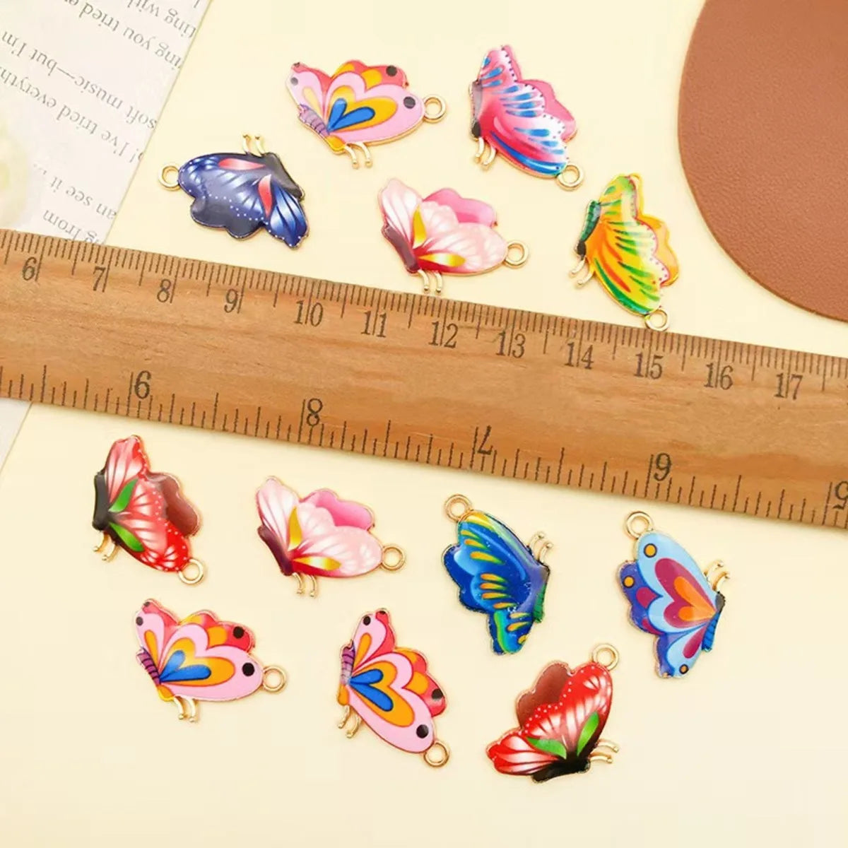 16pcs/lot Mixed Enamel Butterfly Charms Insect Alloy Pendant DIY Earrings Necklace For Jewelry Making Accessories