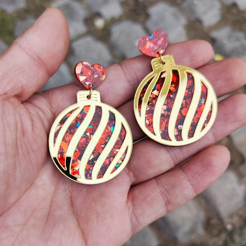 KUGUYS Christmas Red Gift Box Earrings for Women Acrylic Jewelry Trendy Accessories