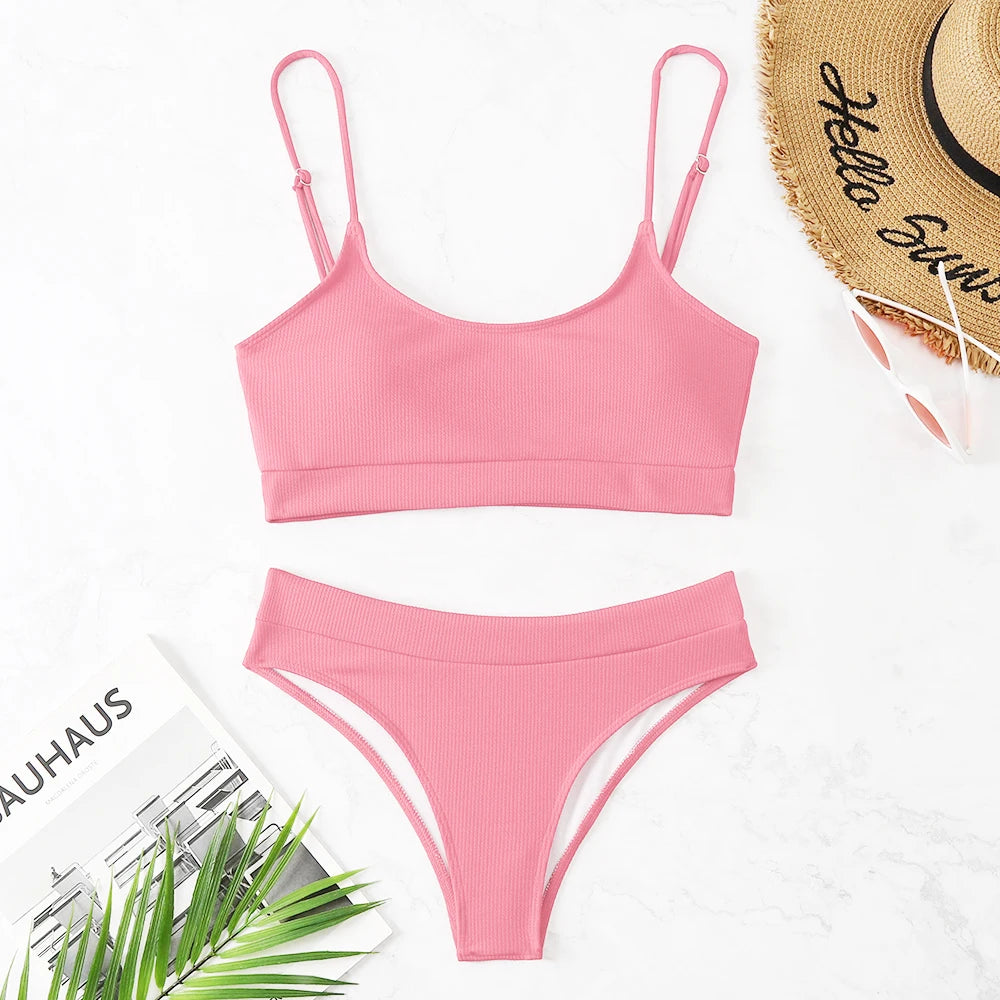 High Waist Swimsuits Women Swimwear Bathing Suit Biquini Brazilian 2023 New Beachwear high waist bikini push up bikini