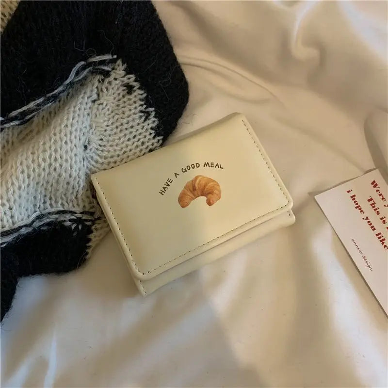 New Butter Toast Wallet Ins Cute Milk Yellow Short Wallet Korean Version Cartoon Student Coin Purse For Woman Key Storage Purse