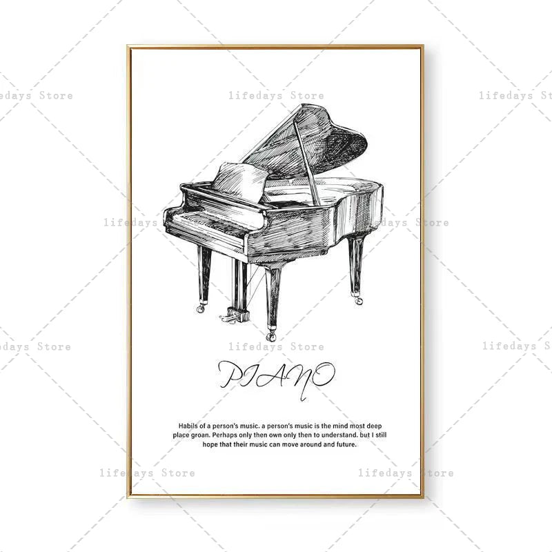 Canvas Painting Modern Minimalist Piano Violin Drum Kit Musical Instrument Print Wall For Piano Room Home Decor Wall Decor