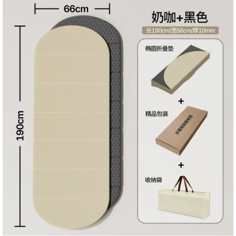 Foldable Extra Thick 10mm Yoga Mat 190x66cm, Non-Slip Noise Reduction Fitness Mat for Home Gym, Anti-Sweat Exercise Cushion