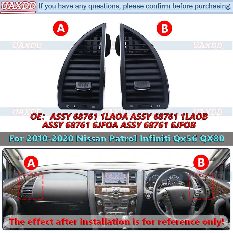 For 2010-2020 Nissan Patrol Infiniti Qx56 QX80 Grille Climatisation Interieure Sortie Panneau Ventilation Commande Tableau Prada