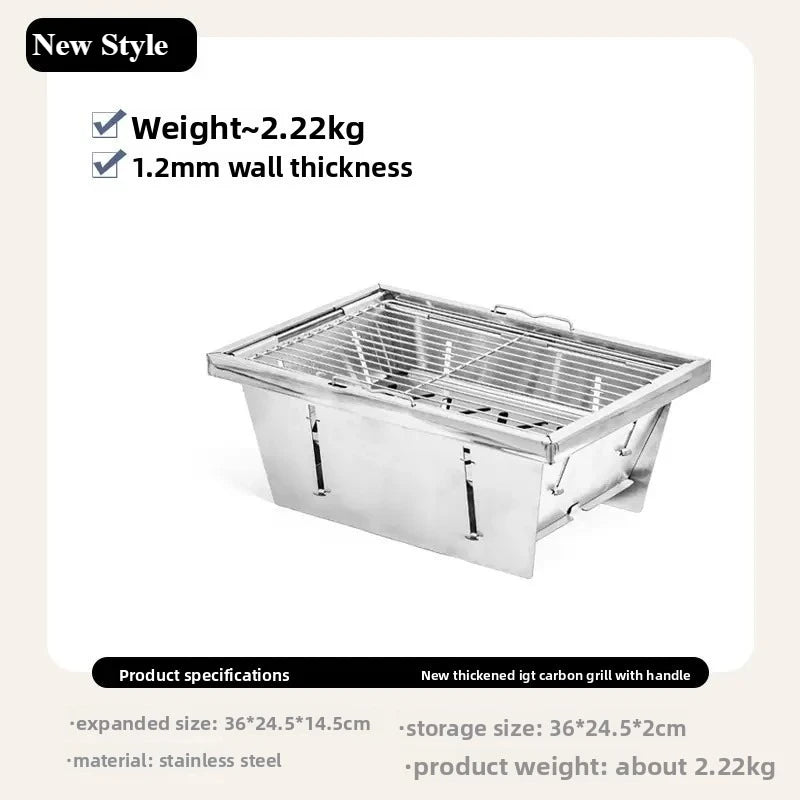 Outdoor Barbecue Grill Stainless Steel Portable Outdoor Stove Brazier IGT Table Folding 1 Unit Firewood Stove Barbecue Camping