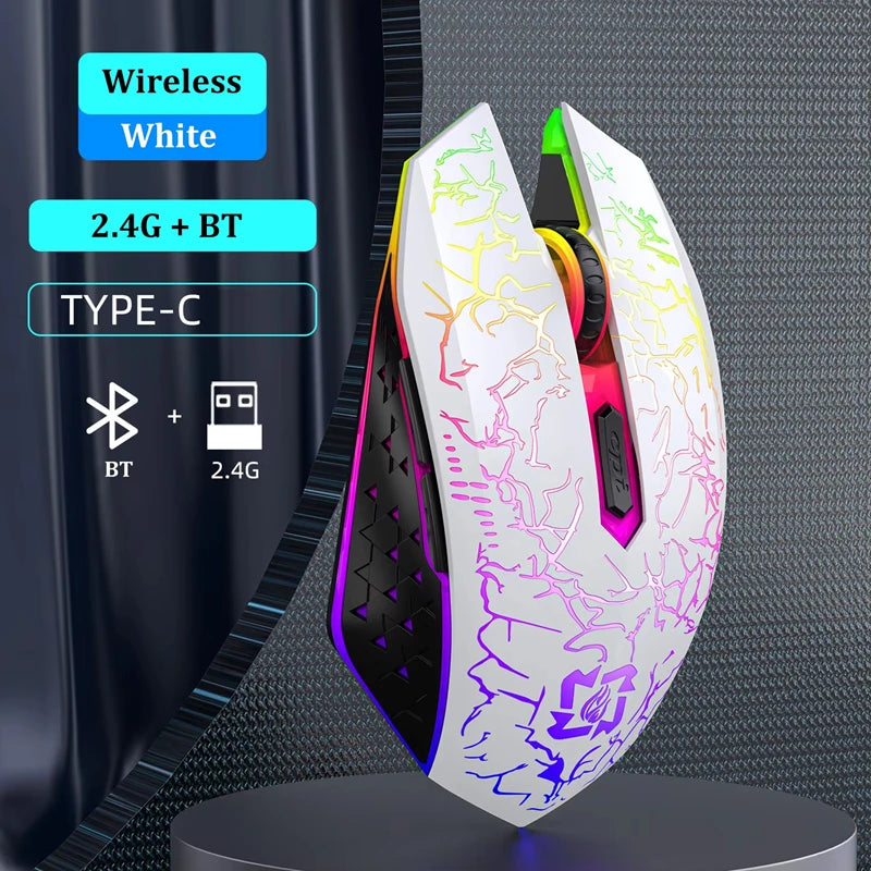 Lenovo Wireless Mouse Bluetooth 5.0+2.4G Dual Mode Rechargeable Silent Click Ergonomic Gaming Office Laptop PC Computer