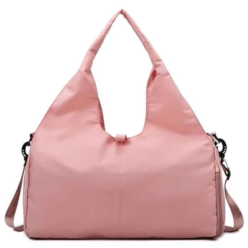 Yoga Mat Tote Bag with Mat Holder, Large Capacity Oxford Fabric Gym Bag with Adjustable Shoulder Strap for Women