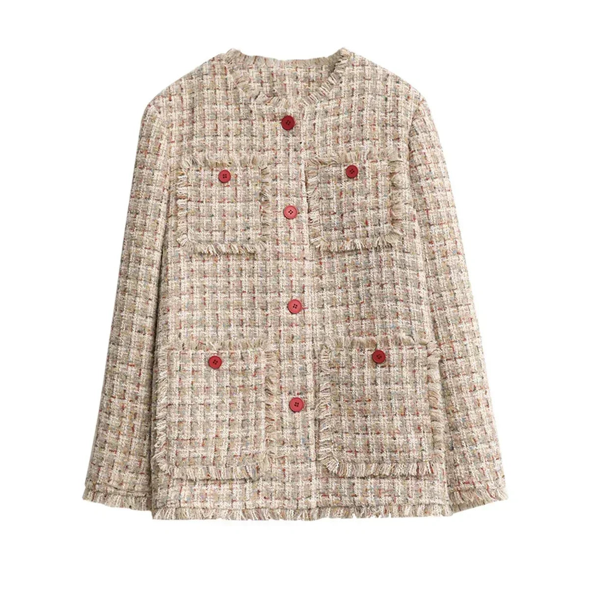 CHIC VEN Women Coat Single Breasted Retro Loose Jacket Frayed Edge Design Female Top Office Ladies Clothing Autumn Winter 2024