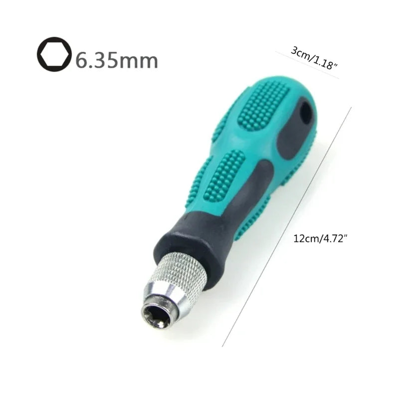 Multifunctional 6.35mm Screwdriver 1/4inch HexShank Non Slip Comfortable Handle Screw Driver Bit Holder Durable