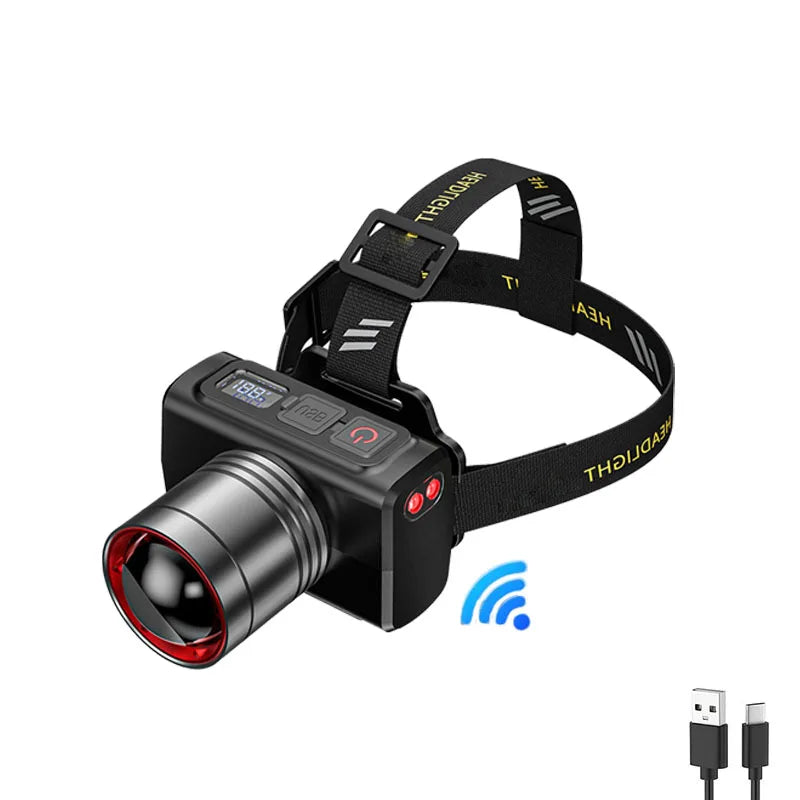 LED Rechargeable Headlights, Adjustable Zoom, Waterproof Headlights, Front Headlights, Ultra Bright Headlights for Camping