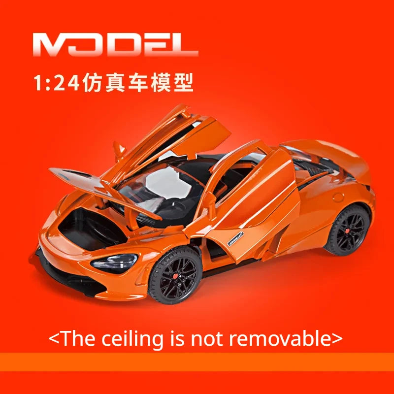 1:24 720S Alloy Racing Car Model Diecast Metal Sports Car Model Simulation Sound and Light Collection Childrens Toy Gift