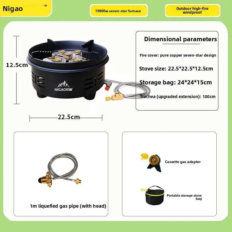 Seven Star Outdoor High Mountain Portable Gas Stove Split Type Camping Cooking Burner QBA