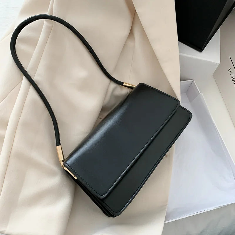 New Women's Fashion Handbags Retro Solid Color PU Leather Shoulder Underarm Bag Casual Women Hobos Handbags сумка женская Trend