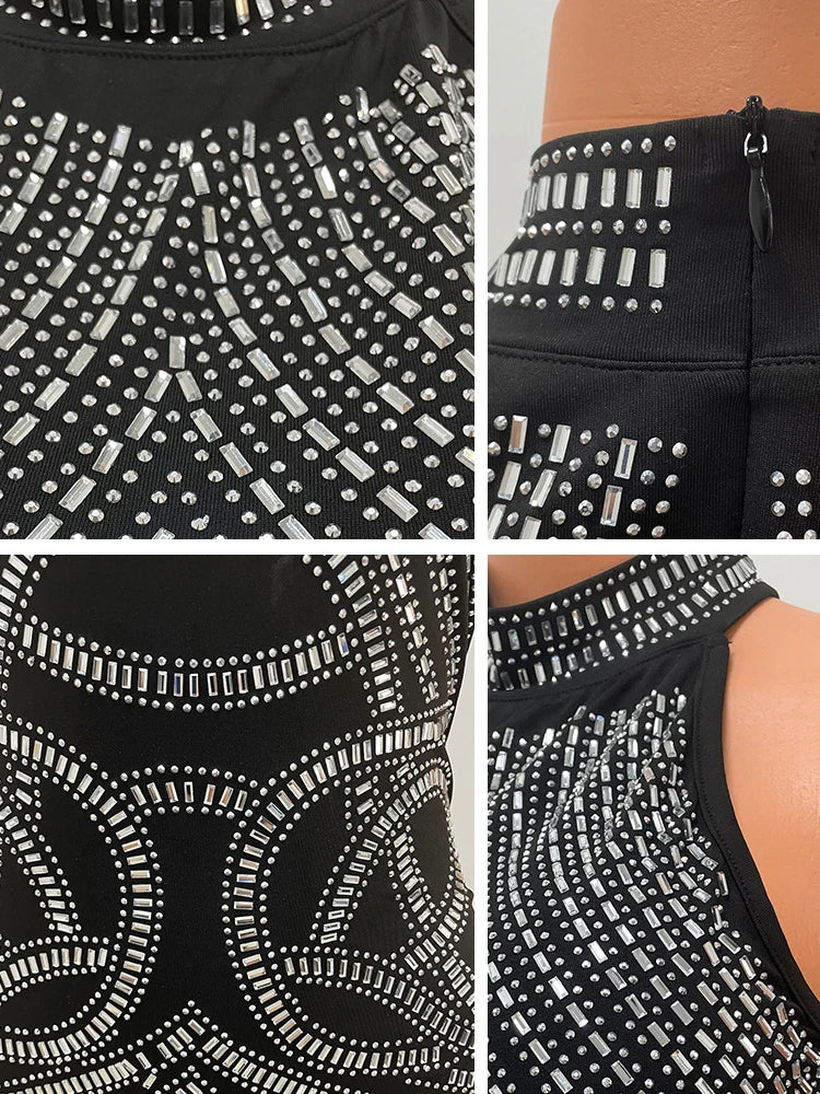 HBLL Ins Internet Celebrity Club Dress Sequined Diamond Halter Neck Sleeveless Dress Sexy Birthday Party Mini Dress Vestidos