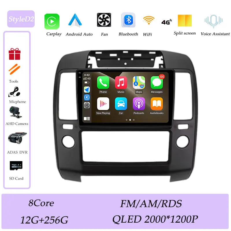 GPS Navigation for Nissan Navara 2006 - 2012 CarPlay Car Radio Video Audio Multimedia Player DSP Stereo Bluetooth QLED Screen