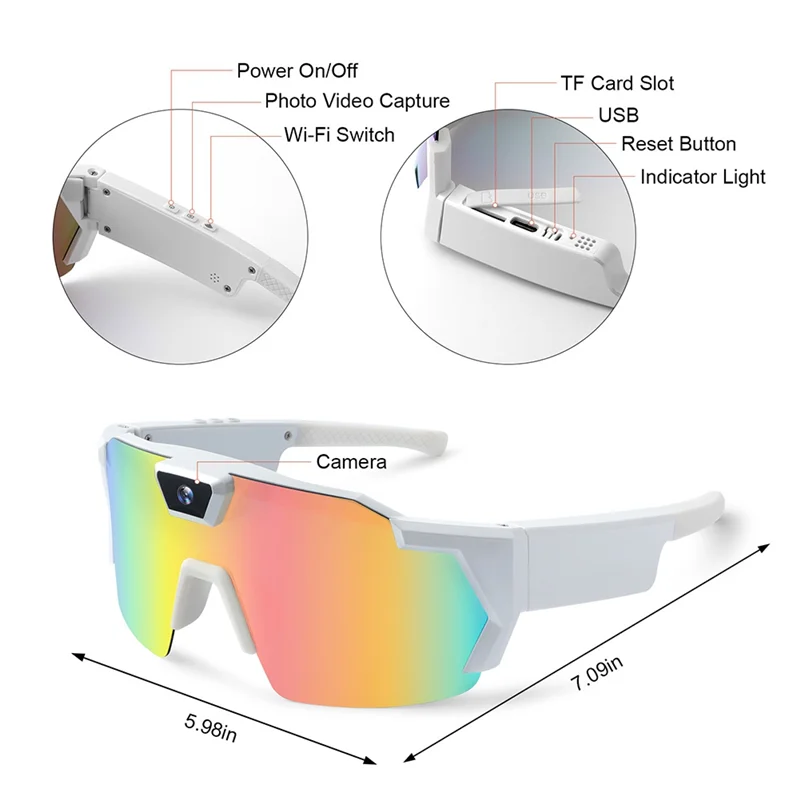 ABHT-HD Video Recording Sunglasses Smart Action Camera Glasses Bicycle Outdoor Driver Recorder Walk Cam