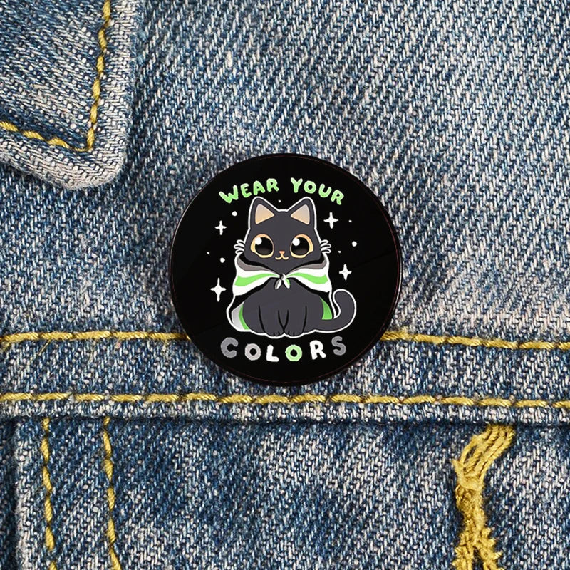 Lapel teacher tote Bag backpacks Badge Cartoon gift Pines Brooch for women Non Binary Pride cat Pins Custom cute Pines Shirt