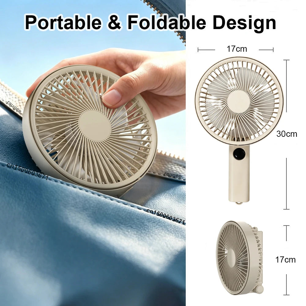 Portable Handheld Fan Folding Camping Fan 3600mAh Desktop USB Rechargeable Fan 199 Speed Powerful Wind Portable Outdoor Hand Fan