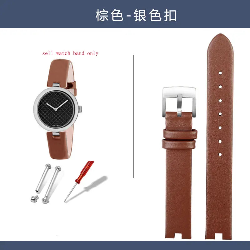 12-4mm 14-4mm Women's Leather Watch Strap For Gucci Leather Notch Watch band YA141401 YA141505 Leather Watch Chain Wristband