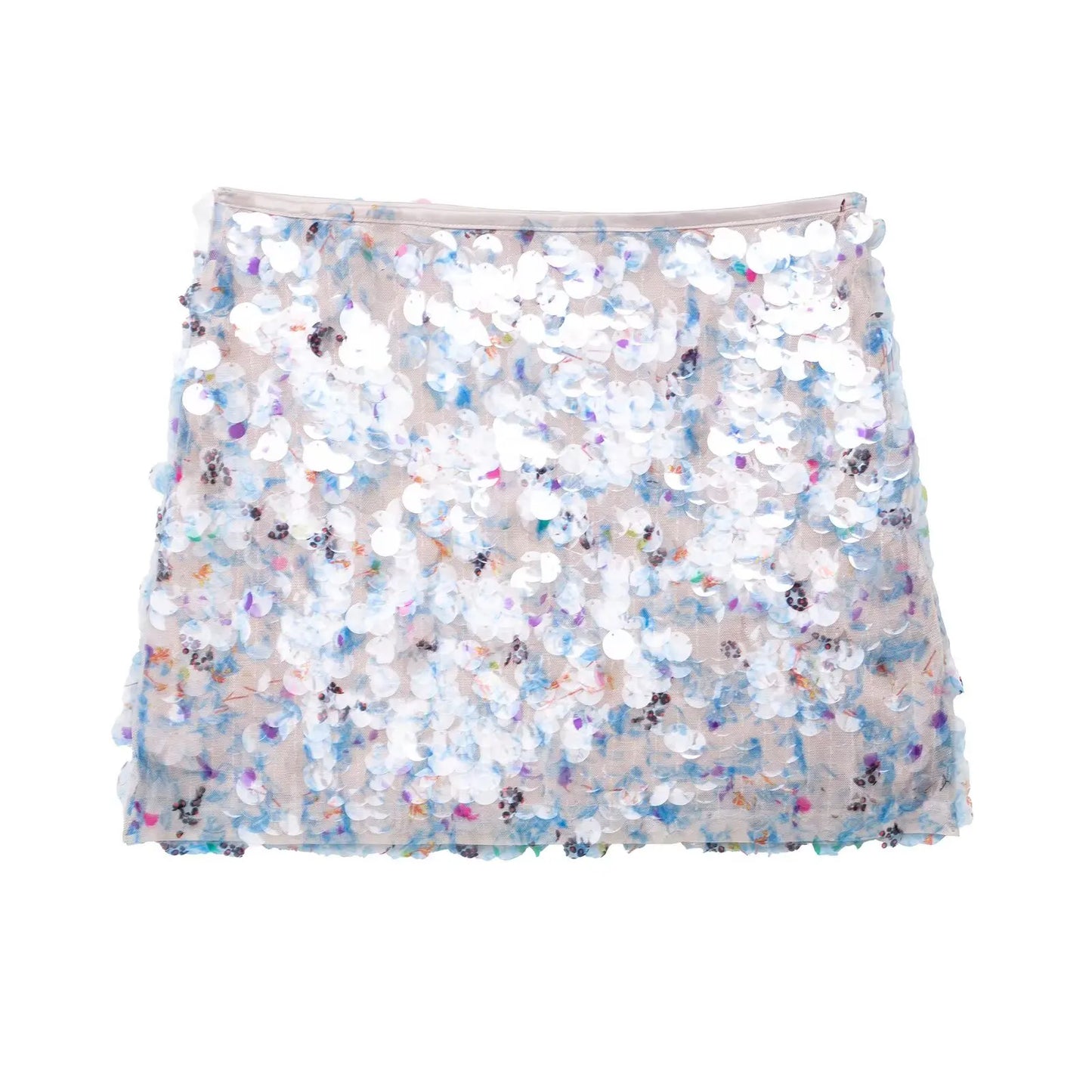 HH Women Fashion Yellow Sequin Mini Skirts Side Zipper High Waist A Line Skirt Summer Sexy Lady Elegant Club Party Skirts