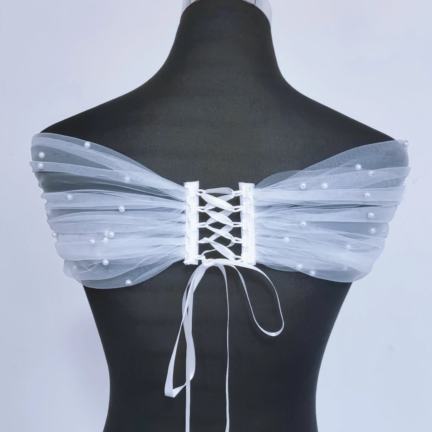 Wedding Wrap Pearls Beaded Top Wedding Dresses Accessories Removable Bolero Bridal Tulle Short Detachable Party Accessory VPG15